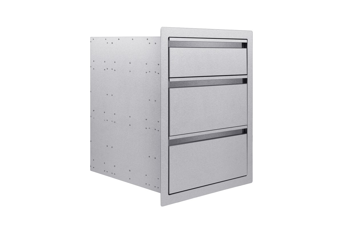 Встраиваемый модуль с тремя выдвижными ящиками, ширина 520 мм, нержавеющая сталь GRILLI 777791