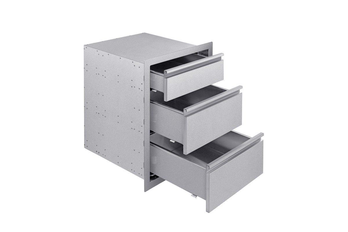 Встраиваемый модуль с тремя выдвижными ящиками, ширина 520 мм, нержавеющая сталь GRILLI 777791