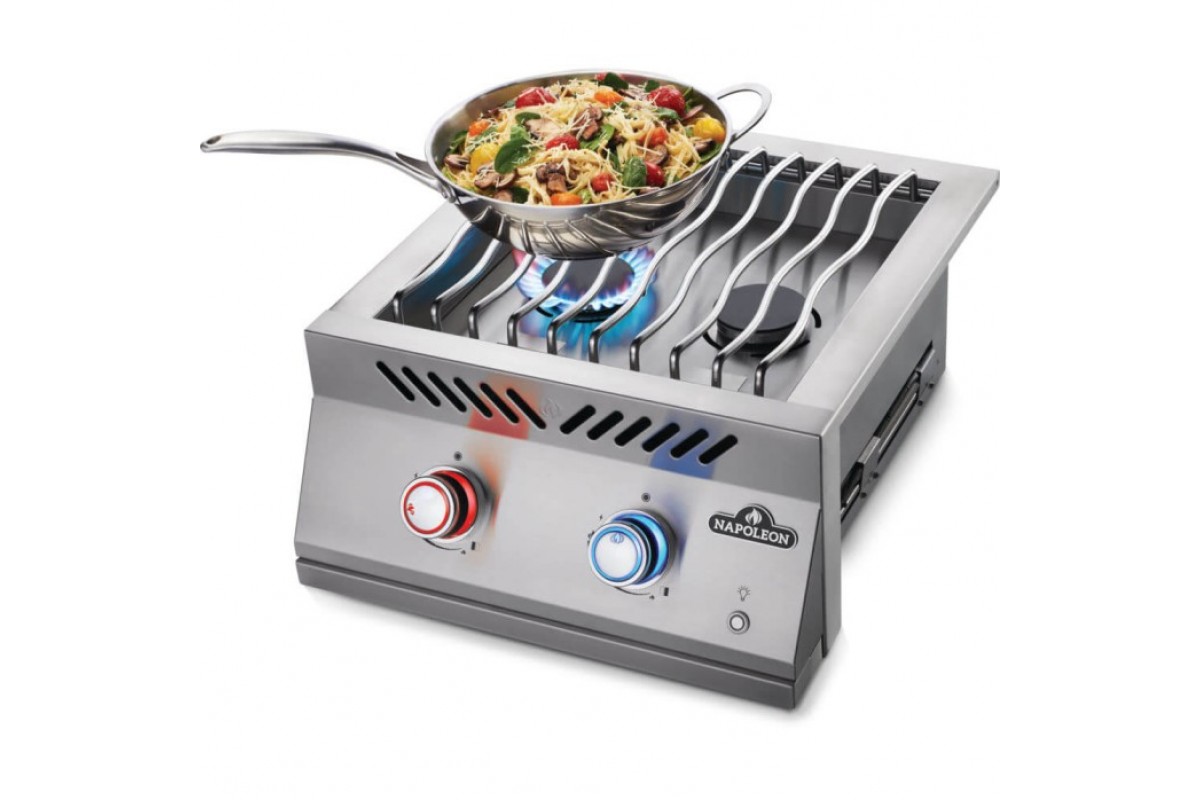 Двойная конфорка для встраивания с крышкой из нержавеющей стали Napoleon BIB18RTPSS-CE
