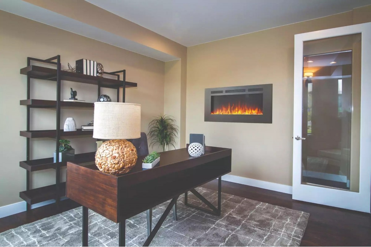 Камин электрический горизонтальный Allure Phantom 42 с металлической сеткой, черный мат (NEFL42FH-MT-EU)