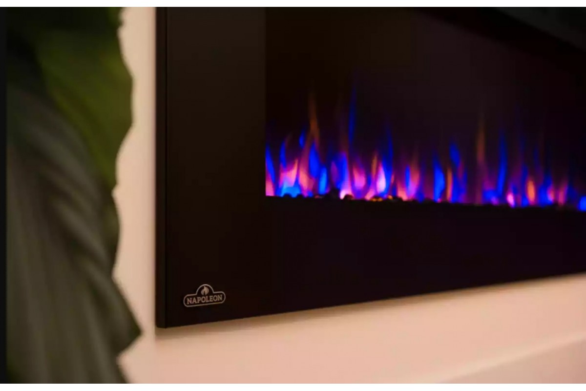 Камин электрический горизонтальный Allure Phantom 50 с металлической сеткой, черный мат (NEFL50FH-MT-EU)