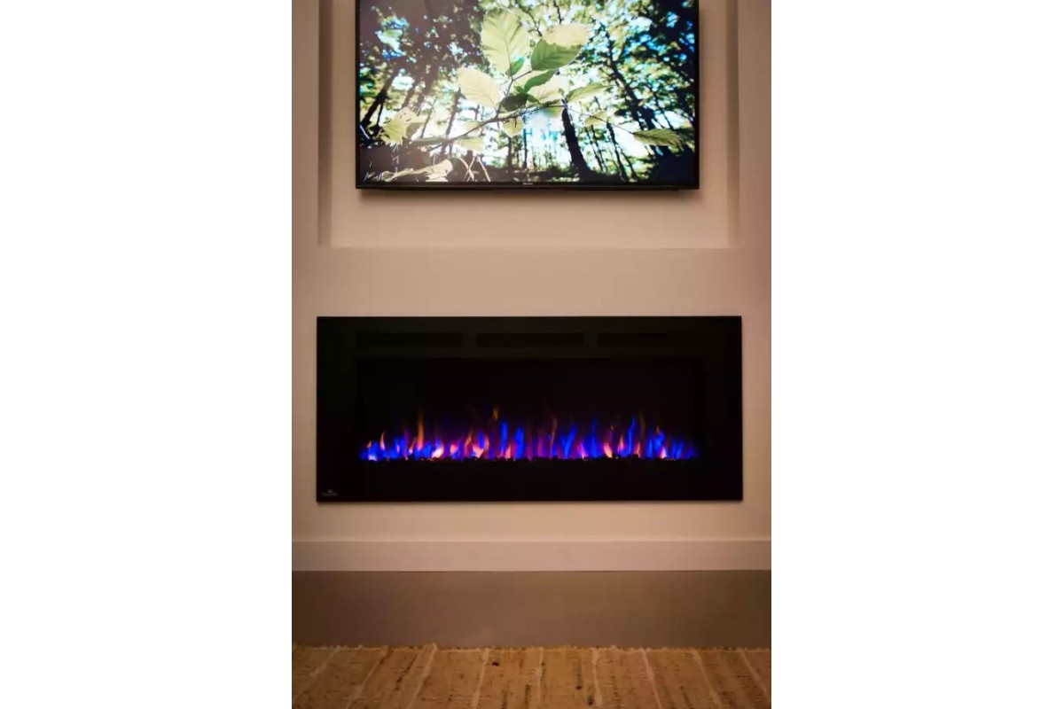 Камин электрический горизонтальный Allure Phantom 50 с металлической сеткой, черный мат (NEFL50FH-MT-EU)