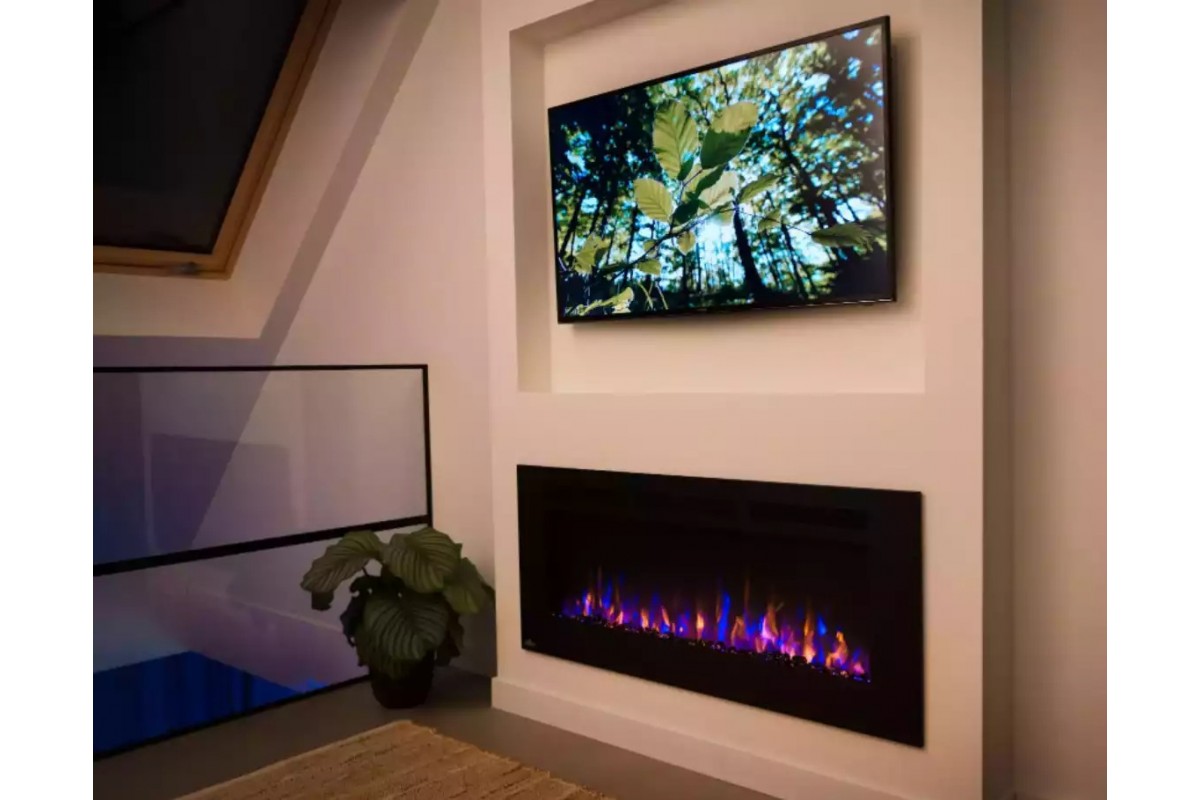 Камин электрический горизонтальный Allure Phantom 50 с металлической сеткой, черный мат (NEFL50FH-MT-EU)