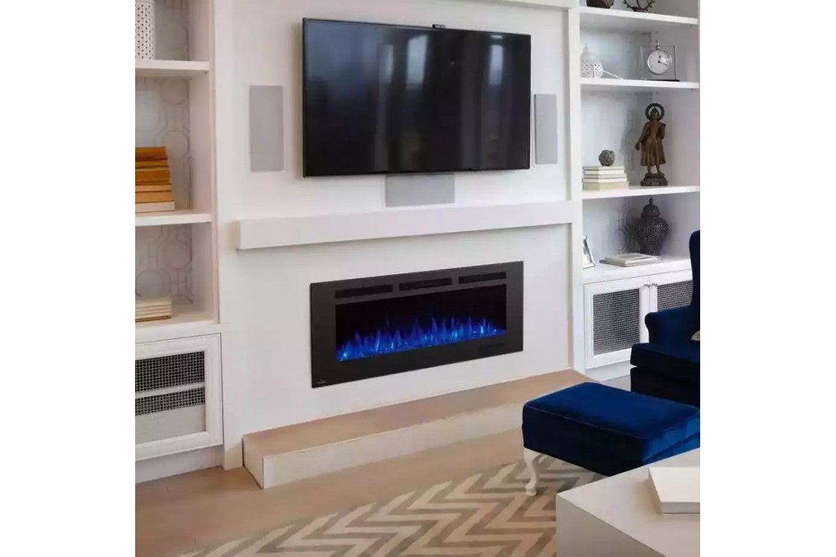 Камин электрический горизонтальный Allure Phantom 50 с металлической сеткой, черный мат (NEFL50FH-MT-EU)