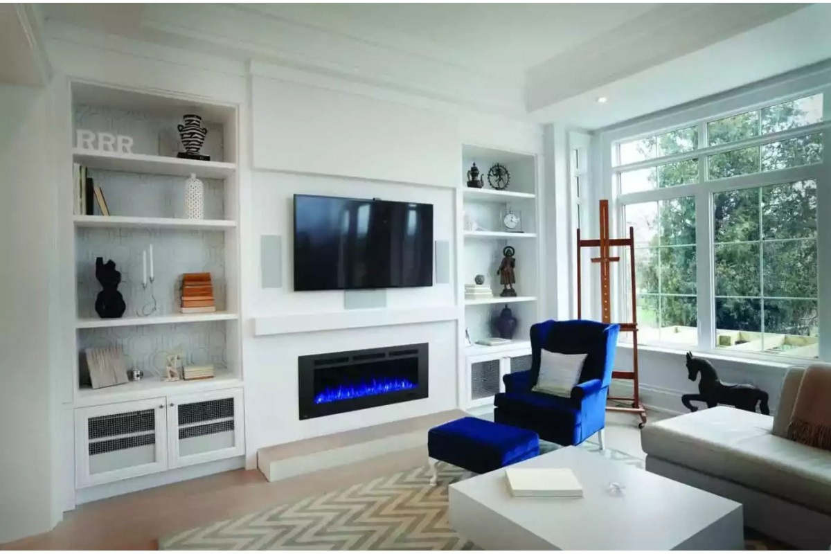 Камин электрический горизонтальный Allure Phantom 50 с металлической сеткой, черный мат (NEFL50FH-MT-EU)