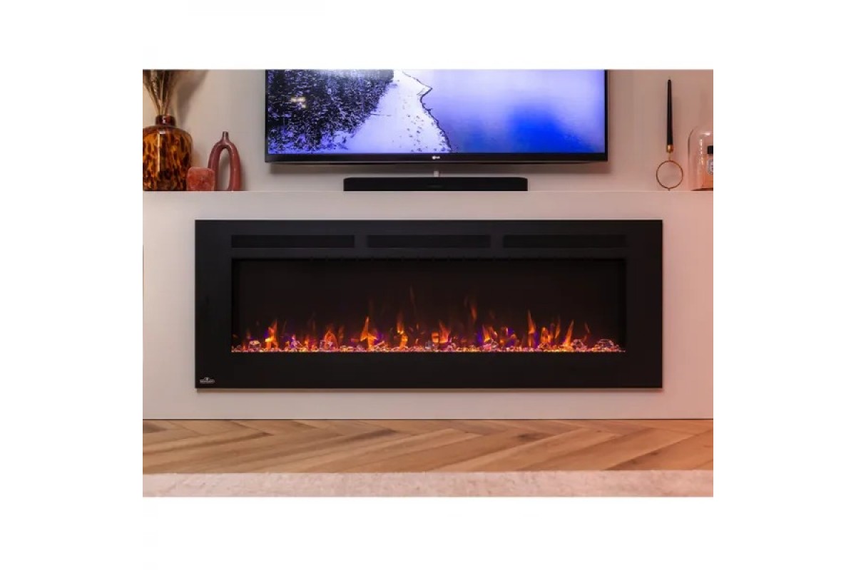 Камин электрический горизонтальный Allure Phantom 60 с металлической сеткой, черный мат (NEFL60FH-MT-EU)