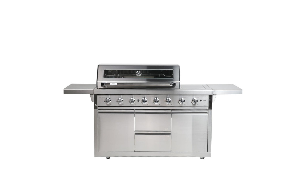 Газовый гриль SANTOS P-618, с боковой и задней горелкой, нержавеющая сталь 900327