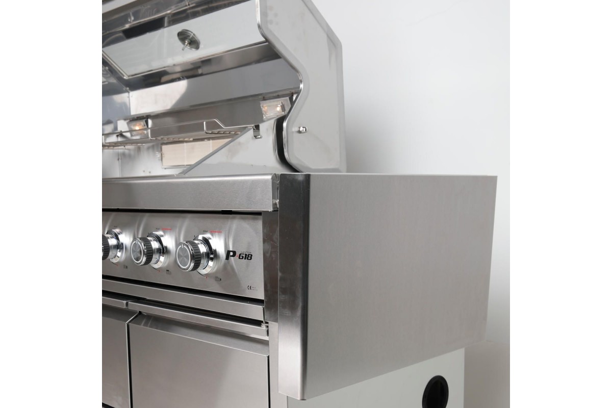 Газовый гриль SANTOS P-618, с боковой и задней горелкой, нержавеющая сталь 900327