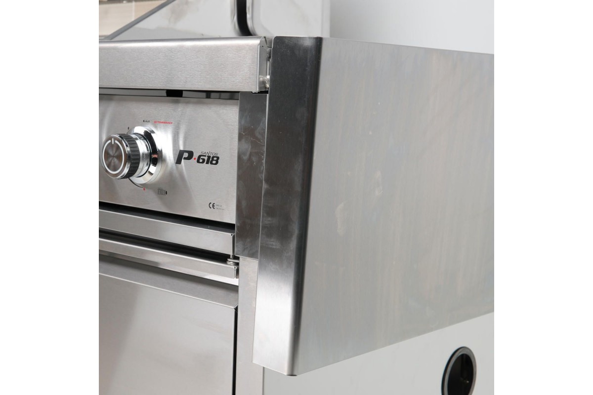 Газовый гриль SANTOS P-618, с боковой и задней горелкой, нержавеющая сталь 900327