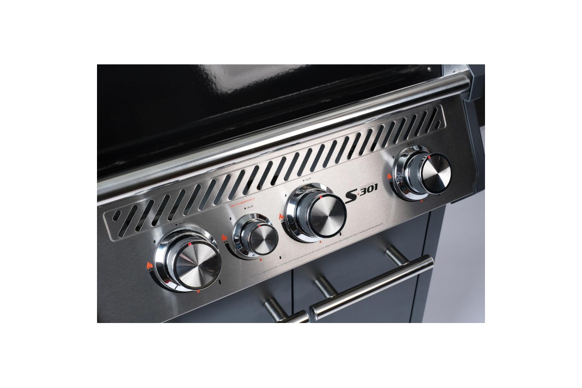 Газовий гриль SANTOS S-301 Black, з бічним пальником, чорний 900235