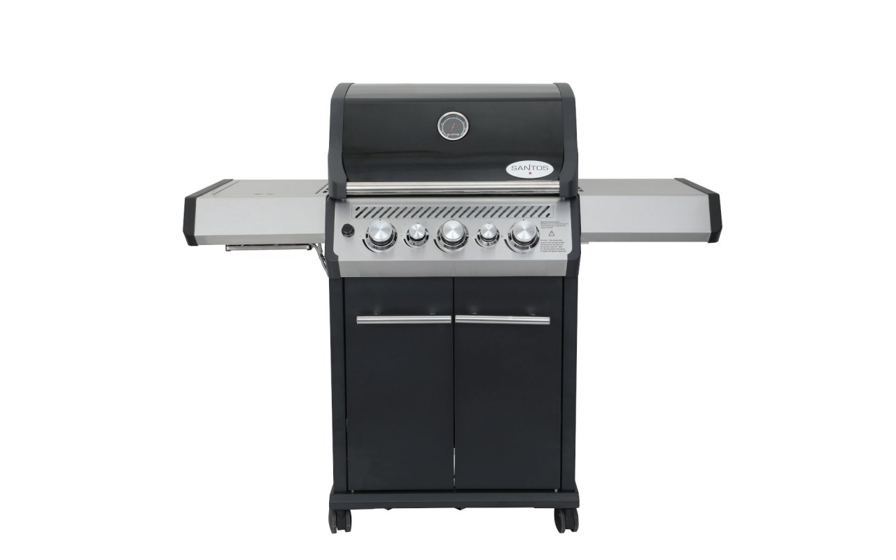 Газовый гриль SANTOS S-318 Black, с боковой и задней горелкой, черный 900273