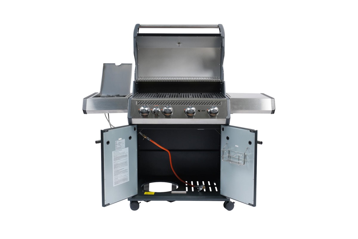 Газовый гриль SANTOS S-401 Black, с боковой горелкой, черный 900259