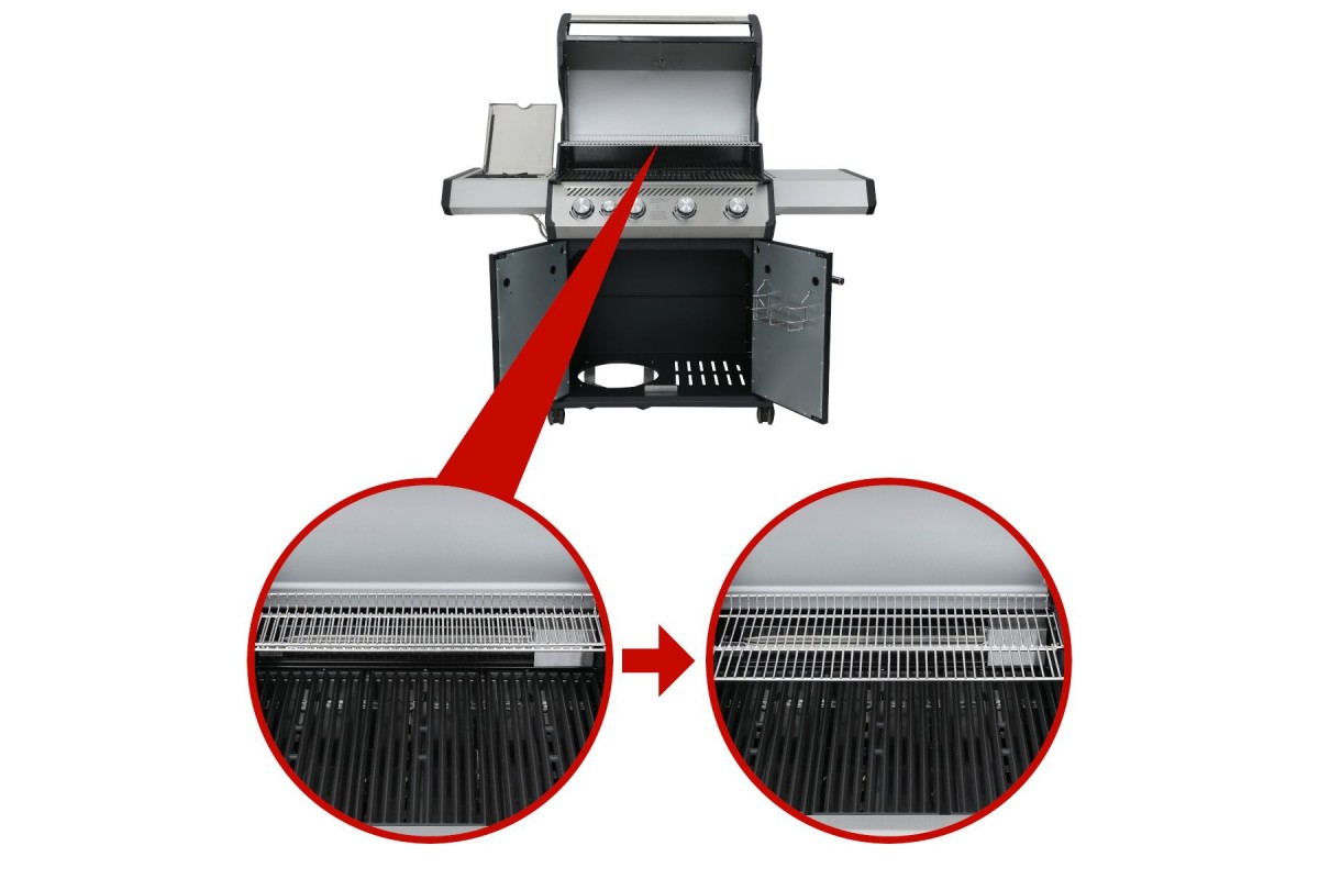 Газовий гриль SANTOS S-401, з бічним пальником, нержавіюча сталь 900266