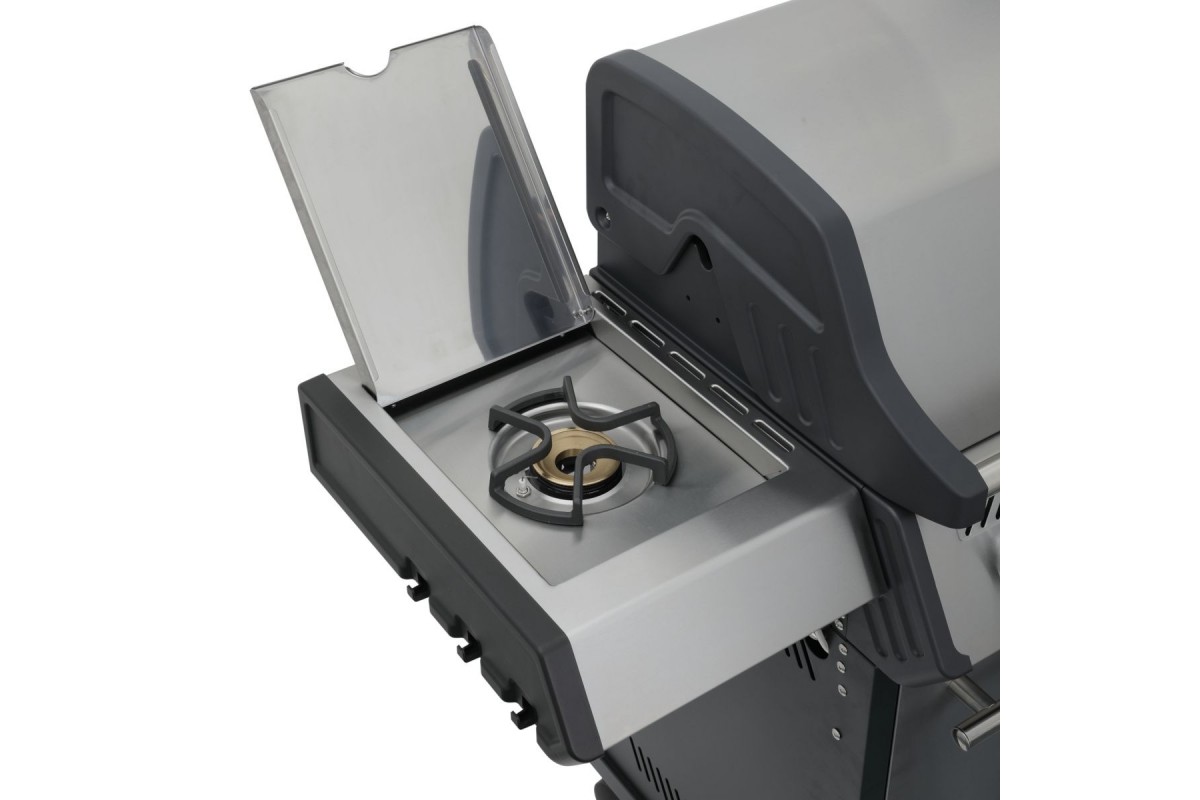 Газовий гриль SANTOS S-401, з бічним пальником, нержавіюча сталь 900266