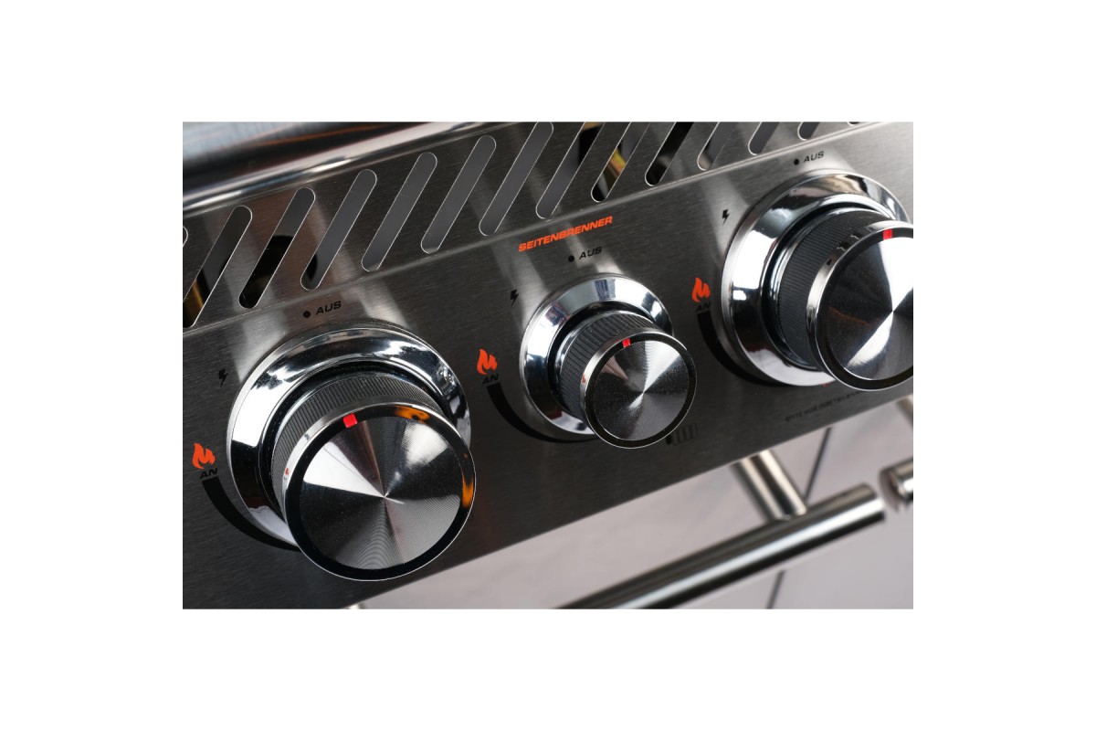 Газовий гриль SANTOS S-401, з бічним пальником, нержавіюча сталь 900266