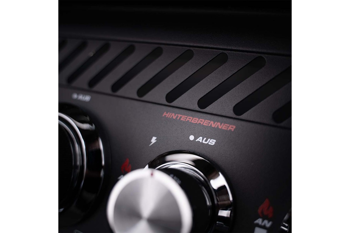 Газовый гриль SANTOS S-418 All Black, с боковой и задней горелкой, черный полностью 890055