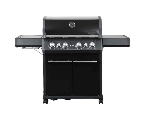 Газовый гриль SANTOS S-418 All Black, с боковой и задней горелкой, черный полностью 890055