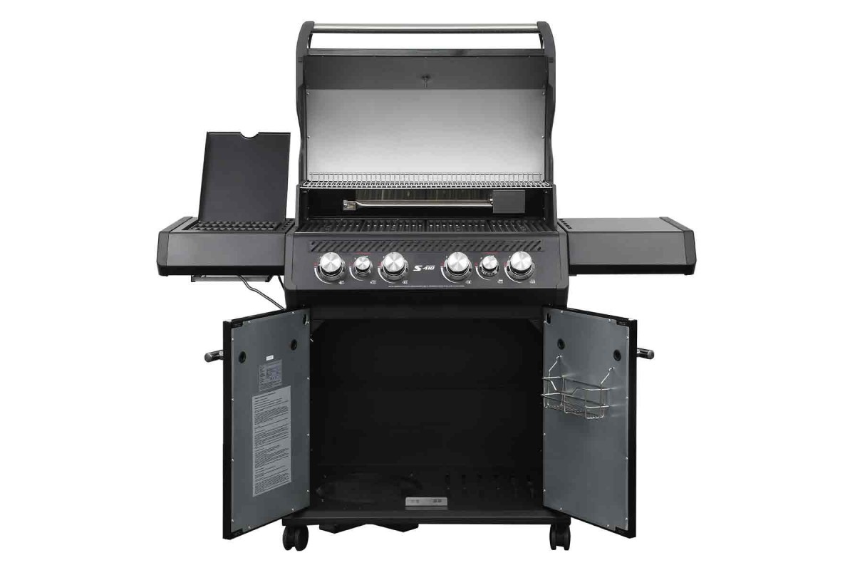 Газовый гриль SANTOS S-418 All Black, с боковой и задней горелкой, черный полностью 890055
