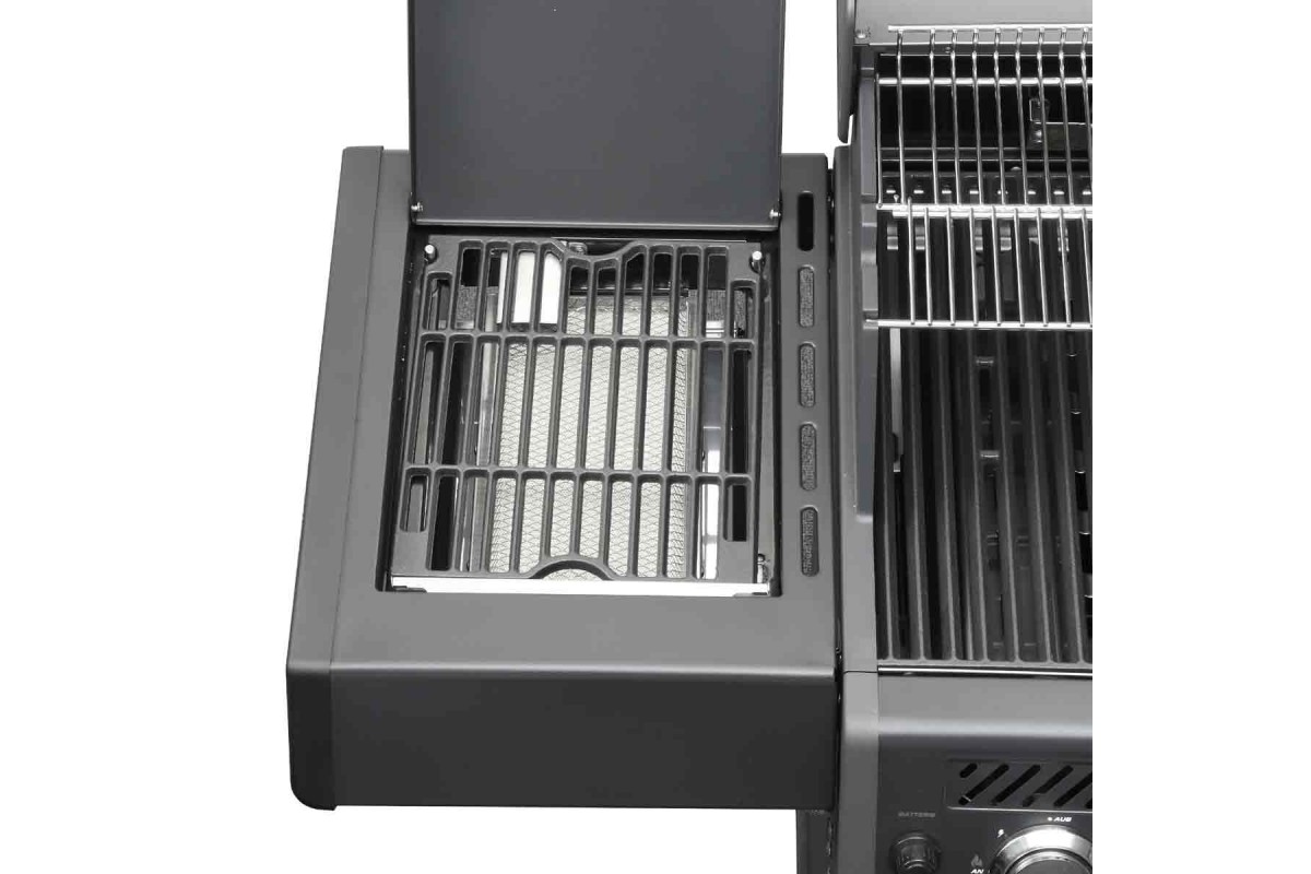 Газовый гриль SANTOS S-418 All Black, с боковой и задней горелкой, черный полностью 890055