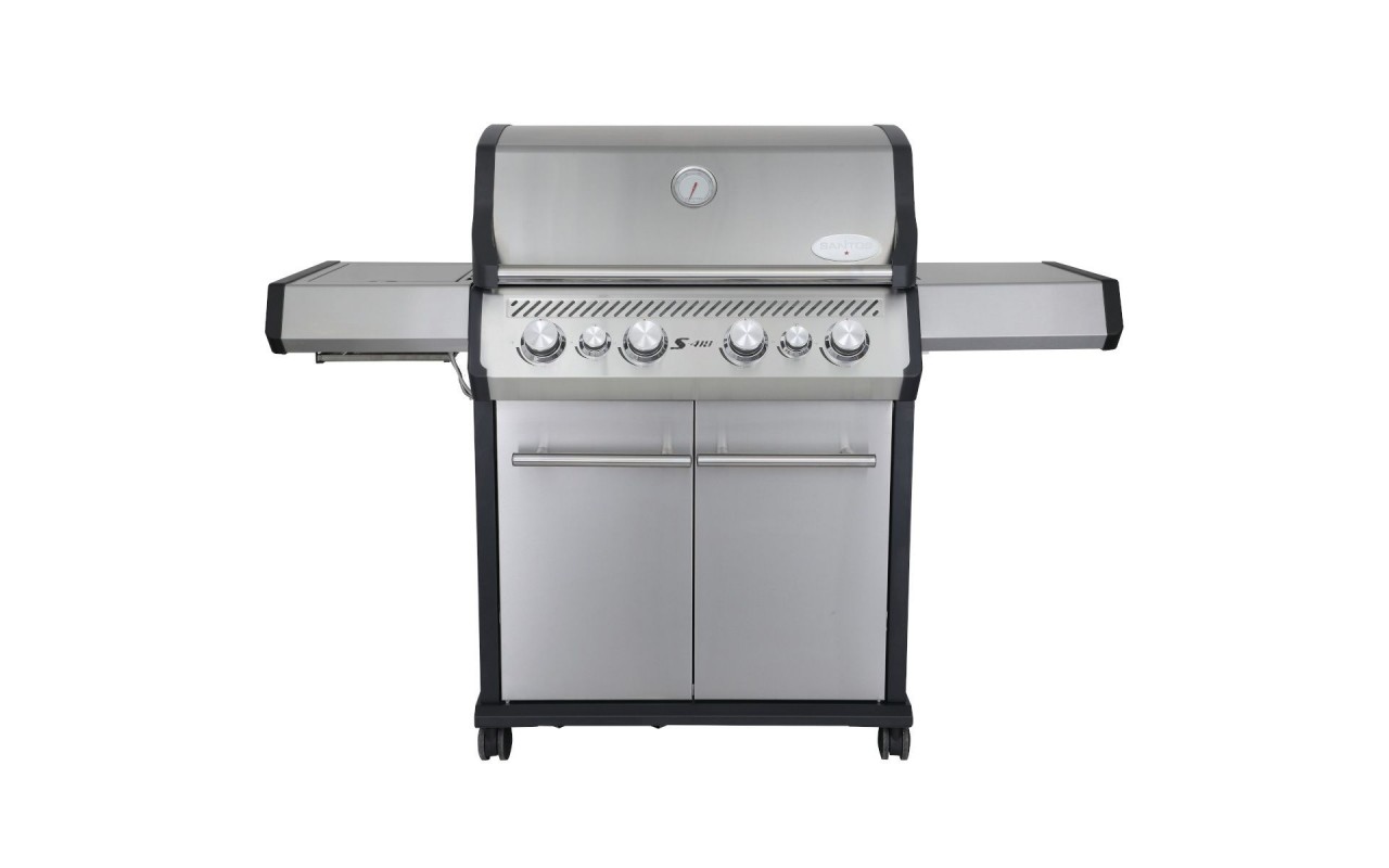 Газовый гриль SANTOS S-418, с боковой и задней горелкой, нержавеющая сталь 900303