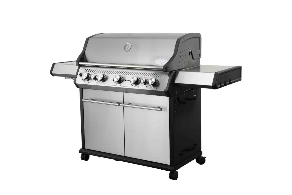 Газовый гриль SANTOS S-518, с боковой и задней горелкой, нержавеющая сталь 890604