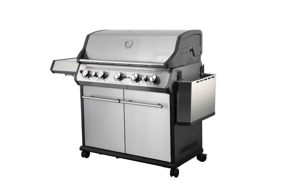Газовый гриль SANTOS S-518, с боковой и задней горелкой, нержавеющая сталь 890604
