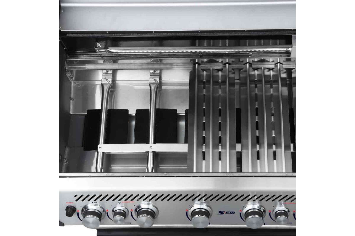 Газовый гриль SANTOS S-518, с боковой и задней горелкой, нержавеющая сталь 890604