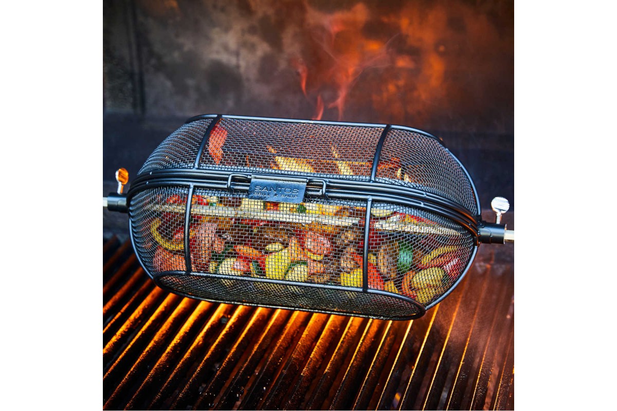 Корзина-сетка для вертела SANTOS, для гриля, круглая, черная, антипригарная 897535