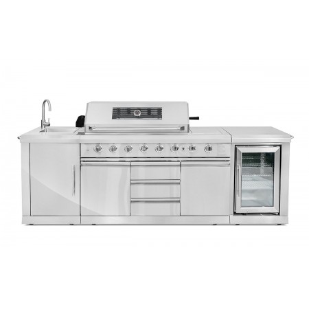 Уличная кухня-барбекю с газовым грилем Admiral, мойкой и холодильником GRILLI 777430