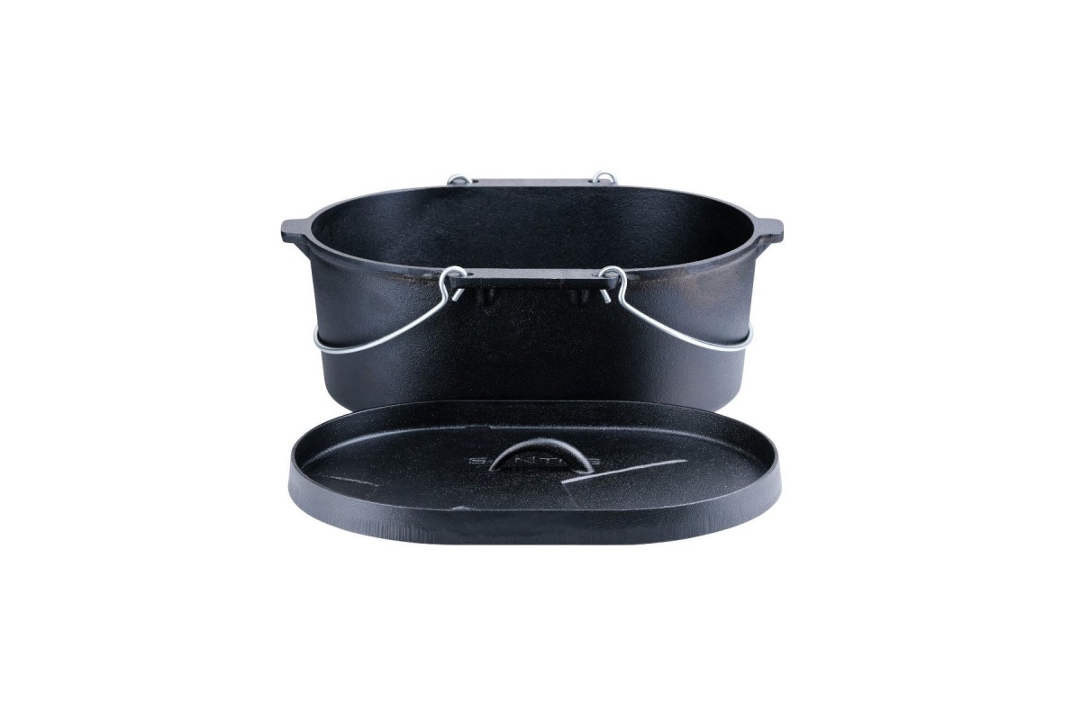 Чугунный казан-форма для хлеба SANTOS, овальная с крышкой и гриль-пластиной, 42 х 31 см. 896668