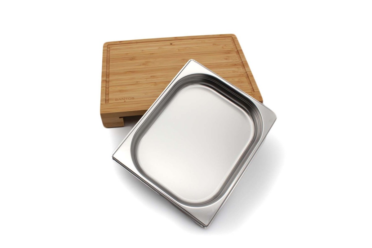 Разделочная доска с поддоном SANTOS, бамбук, нержавеющая сталь, 42,5 x 7 x 29 см 890147