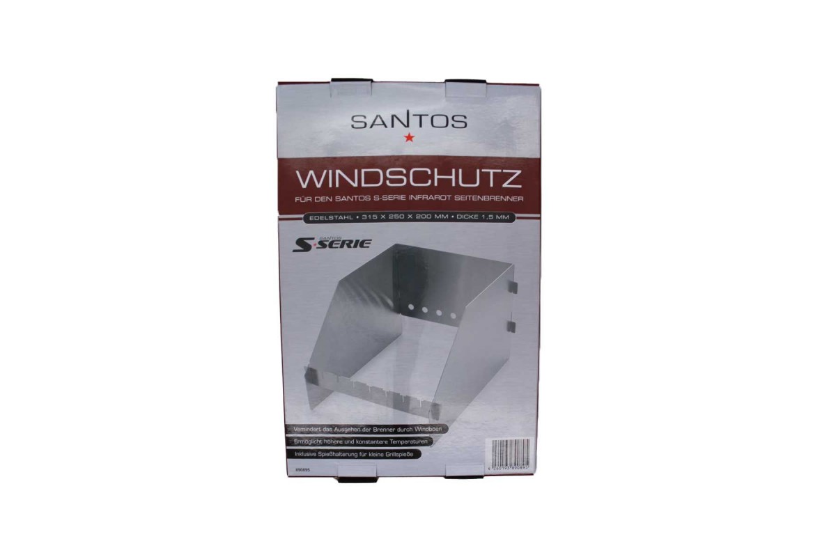 Подставка для шампуров на боковую горелку SANTOS S-Series & E-Series и Burnhard Earl, защита от ветра, нержавеющая сталь 890895