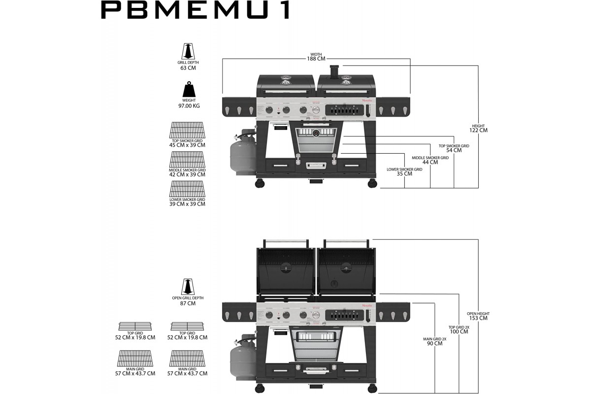 Комбинированный гриль Pit Boss Memphis Ultimate Combo угольно-газовый с коптильной камерой 10617