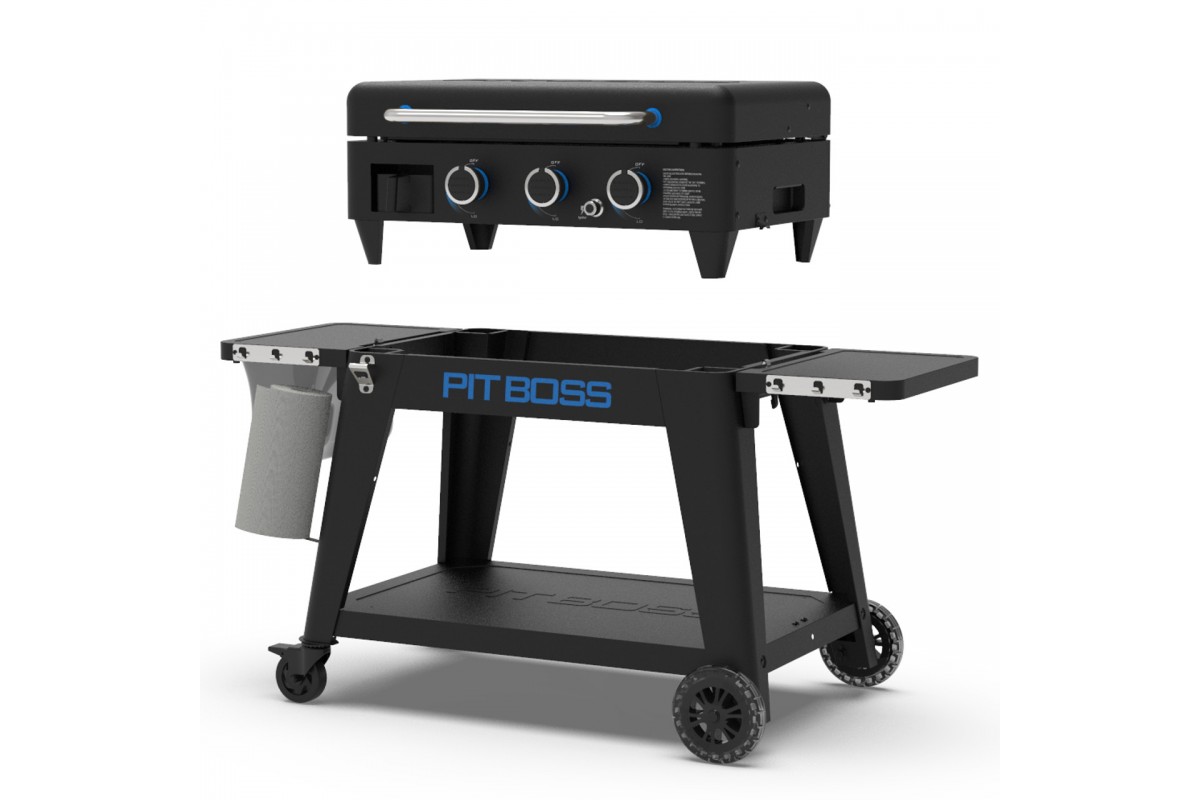 Портативний газовий гриль-планча Pit Boss Ultimate, на 3 пальники, зйомний, зі столом, 10810