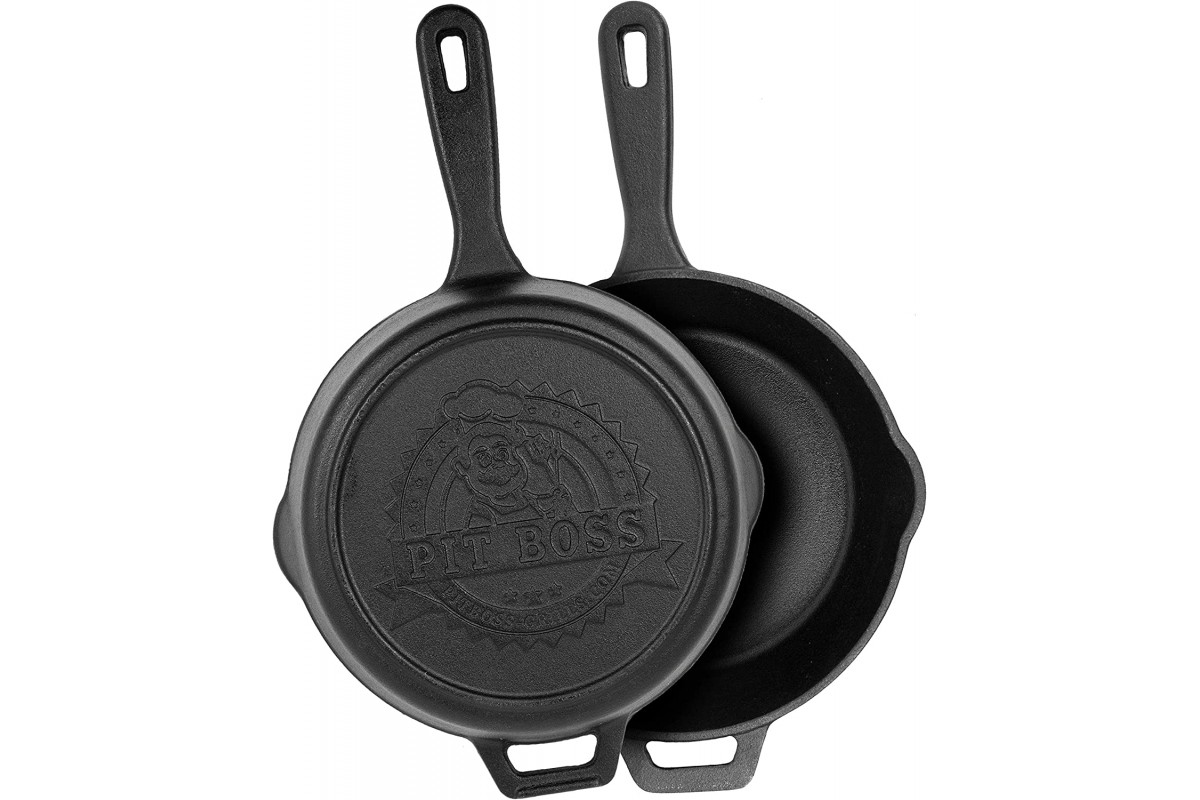 Набор чугунных изделий Pit Boss, 2 сковороды, 1 котел, 2 крышки, кожаная рукавица, 40266