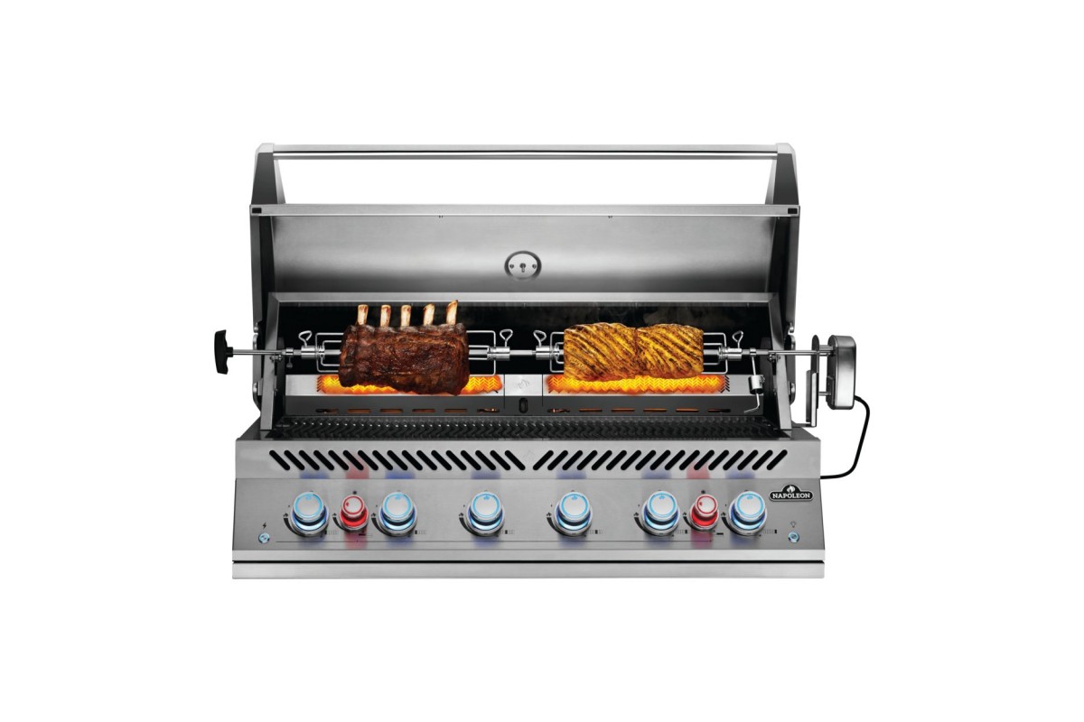Встраиваемый газовый гриль Napoleon 700 Series BIG44 (6+2 горелки) c вертелом нерж сталь BIG44RBPSS-RC