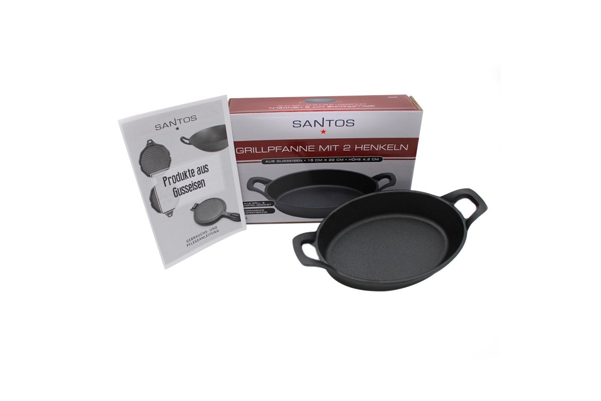 Чугунная овальная сковорода SANTOS с 2 ручками, 22 х 15 см 898235