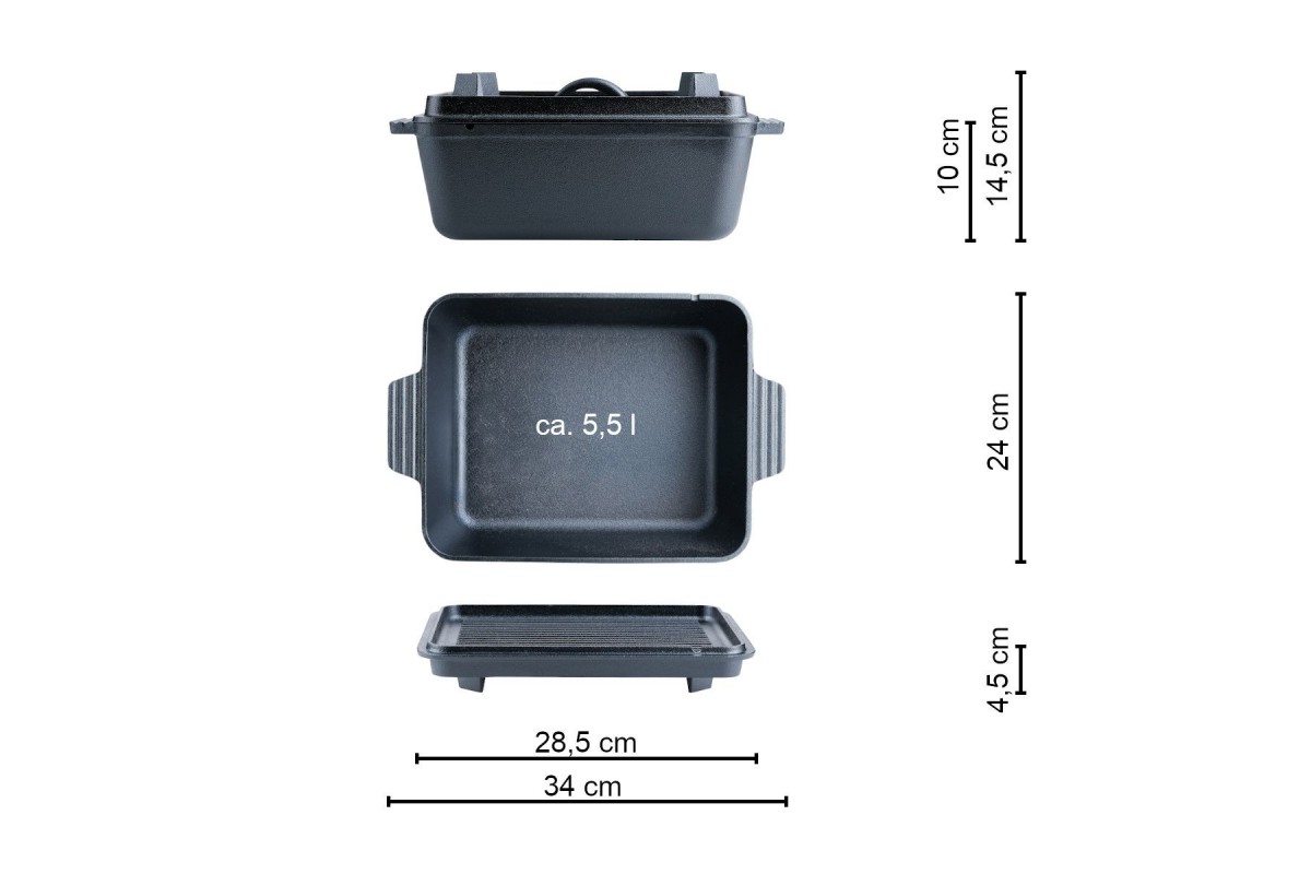 Чугунный казан-форма для хлеба SANTOS K8 с крышкой 5,5л, 34 х 24 см 899447