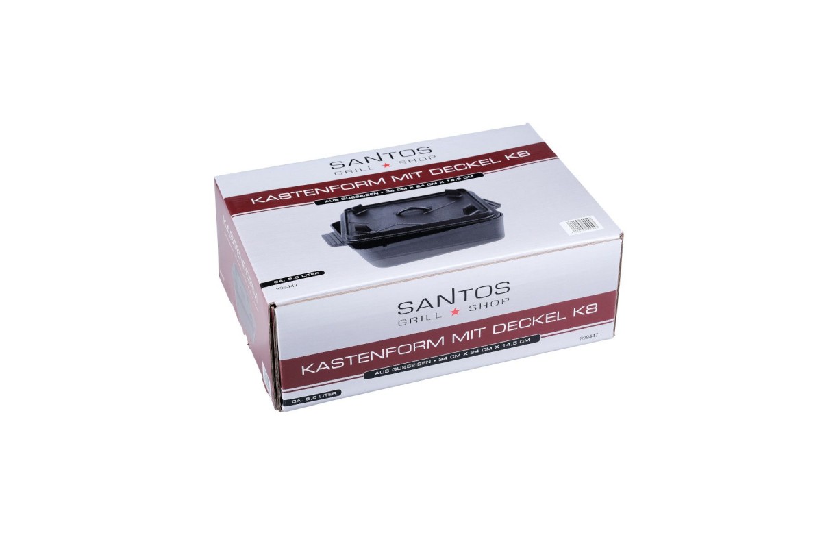 Чугунный казан-форма для хлеба SANTOS K8 с крышкой 5,5л, 34 х 24 см 899447