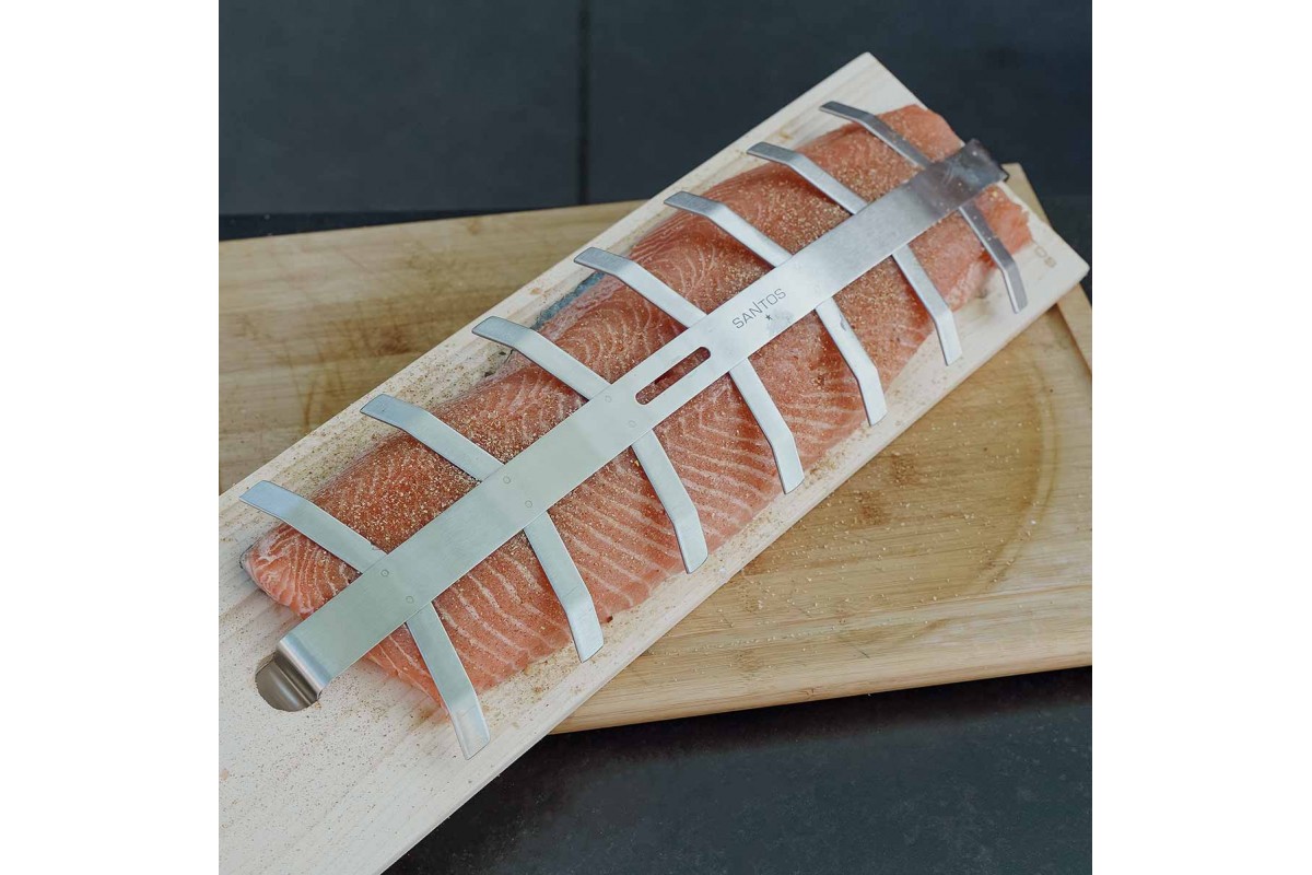 Стойка для рыбы с кедровой дощечкой SANTOS, нержавеющая сталь 236935