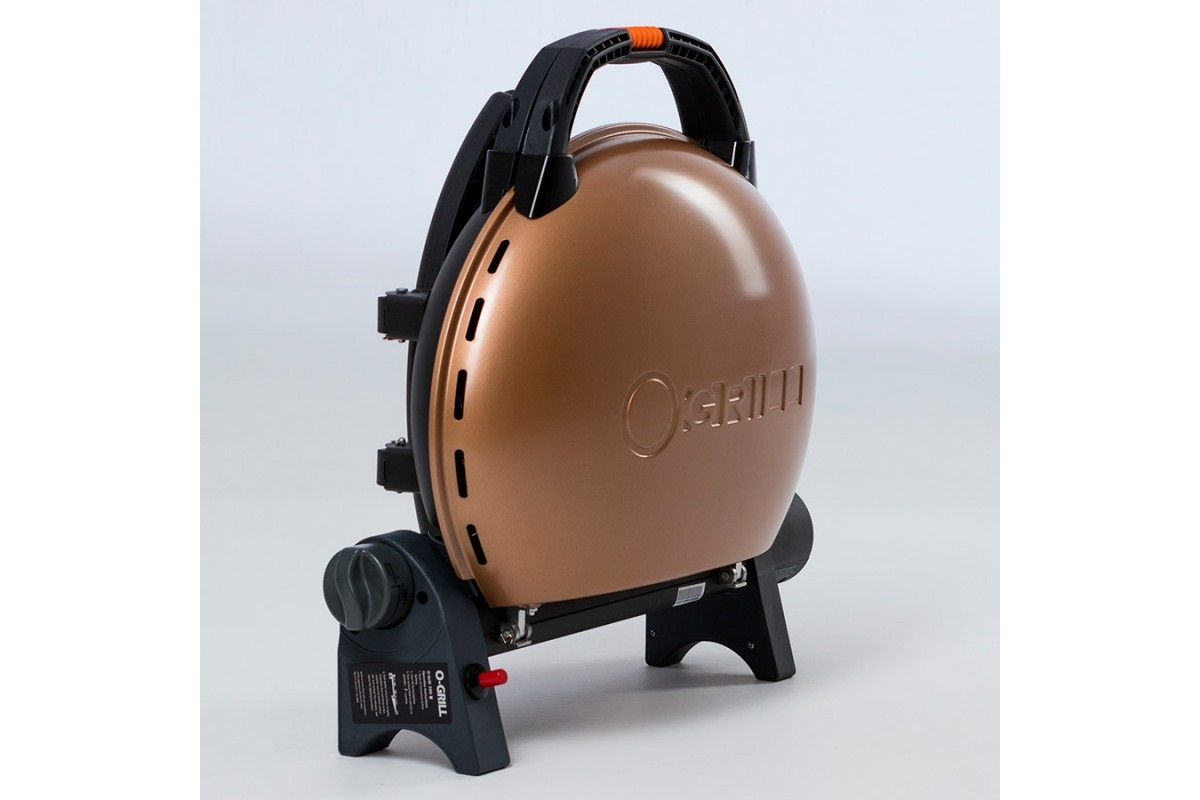 КОМПЛЕКТ Портативный переносной газовый гриль O-GRILL 500, бронзовый + шланг в подарок!