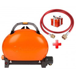 КОМПЛЕКТ Портативный переносной газовый гриль O-GRILL 500, оранжевый + шланг в подарок!