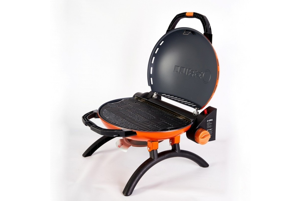 КОМПЛЕКТ Портативный переносной газовый гриль O-GRILL 500, оранжевый + шланг в подарок!