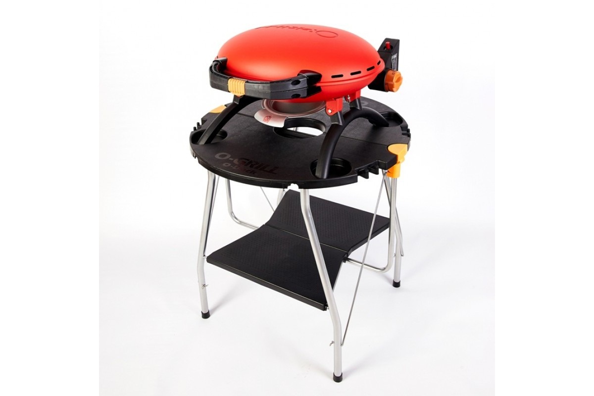 КОМПЛЕКТ Портативный переносной газовый гриль O-GRILL 500, красный + шланг в подарок!