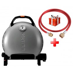КОМПЛЕКТ Портативный переносной газовый гриль O-GRILL 600T, серебро + шланг в подарок!