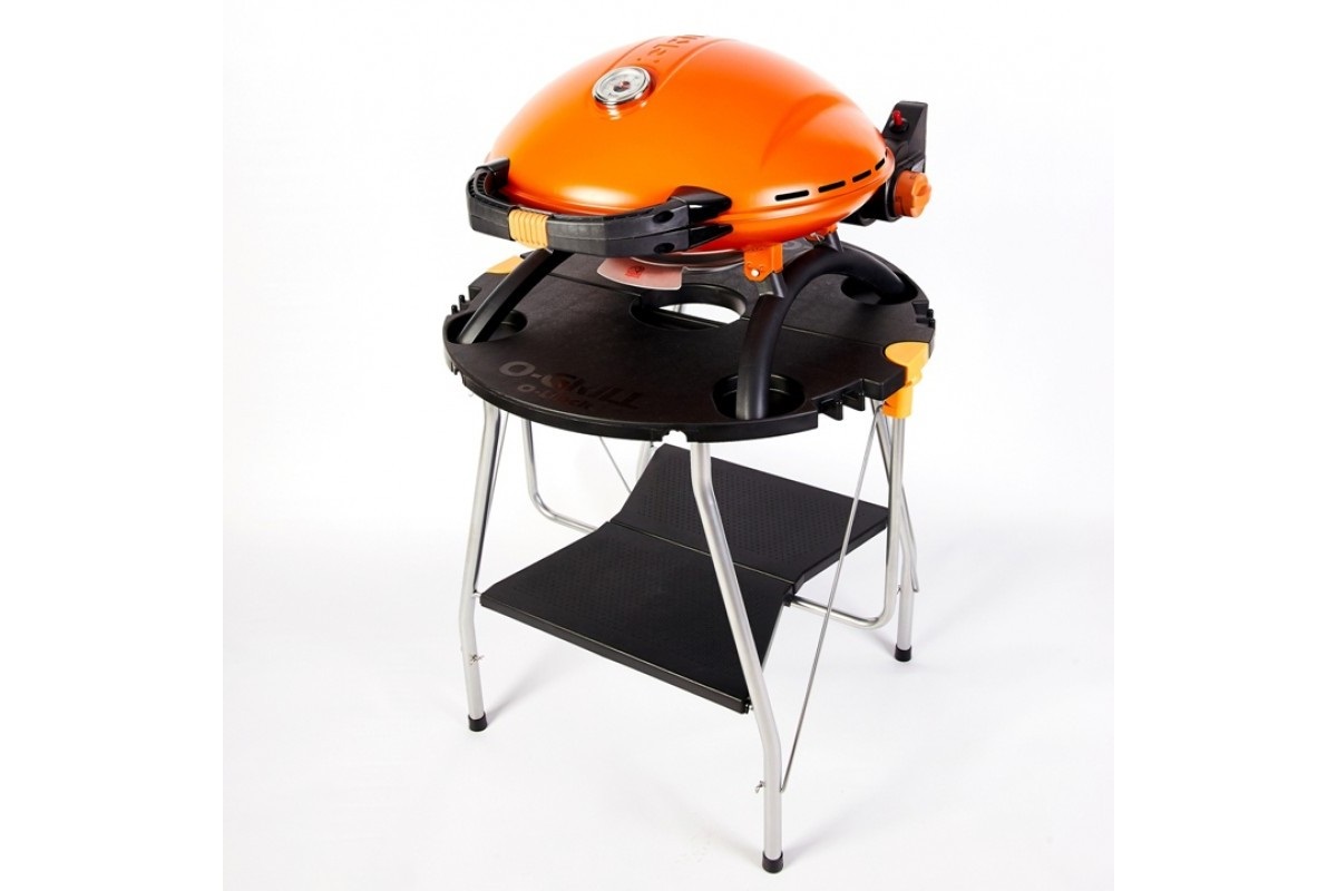 КОМПЛЕКТ Портативный переносной газовый гриль O-GRILL 900, оранжевый + шланг в подарок!