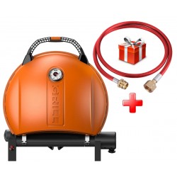 КОМПЛЕКТ Портативный переносной газовый гриль O-GRILL 900, оранжевый + шланг в подарок!