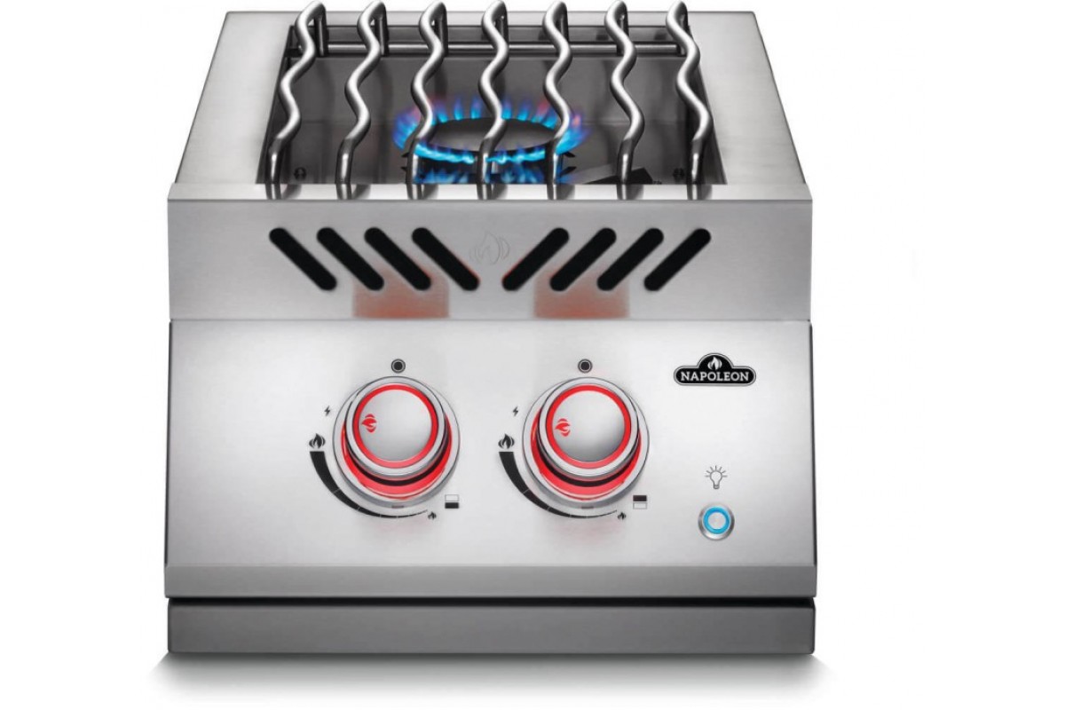 Двойная горелка для встраивания с крышкой из нержавеющей стали и подсветкой Napoleon 700 Series BIB12RTPSS-CE