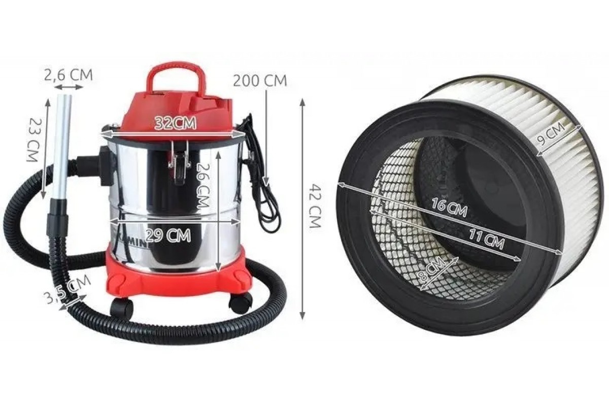 Пылесос для сбора золы Kaminer 1200W 20L 1162