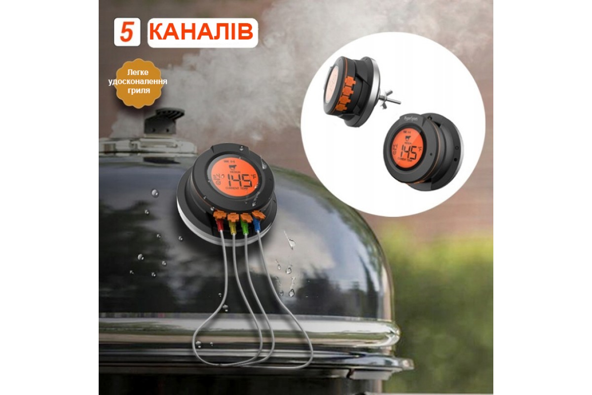 Цифровой Bluetooth термометр в крышку гриля с 2-мя щупами GRILLI 555501